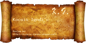 Kocsis Ignác névjegykártya