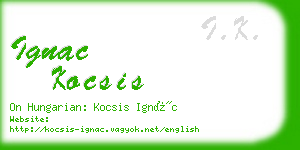 ignac kocsis business card